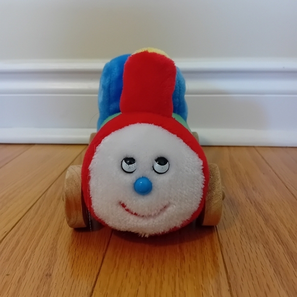 Vintage 80s‎ Eden Toys 8" Plush Train W/ Moving Wooden Wheels - Picture 3 of 8